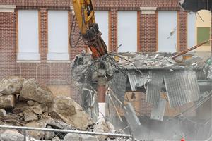 Active building demolition at Benson